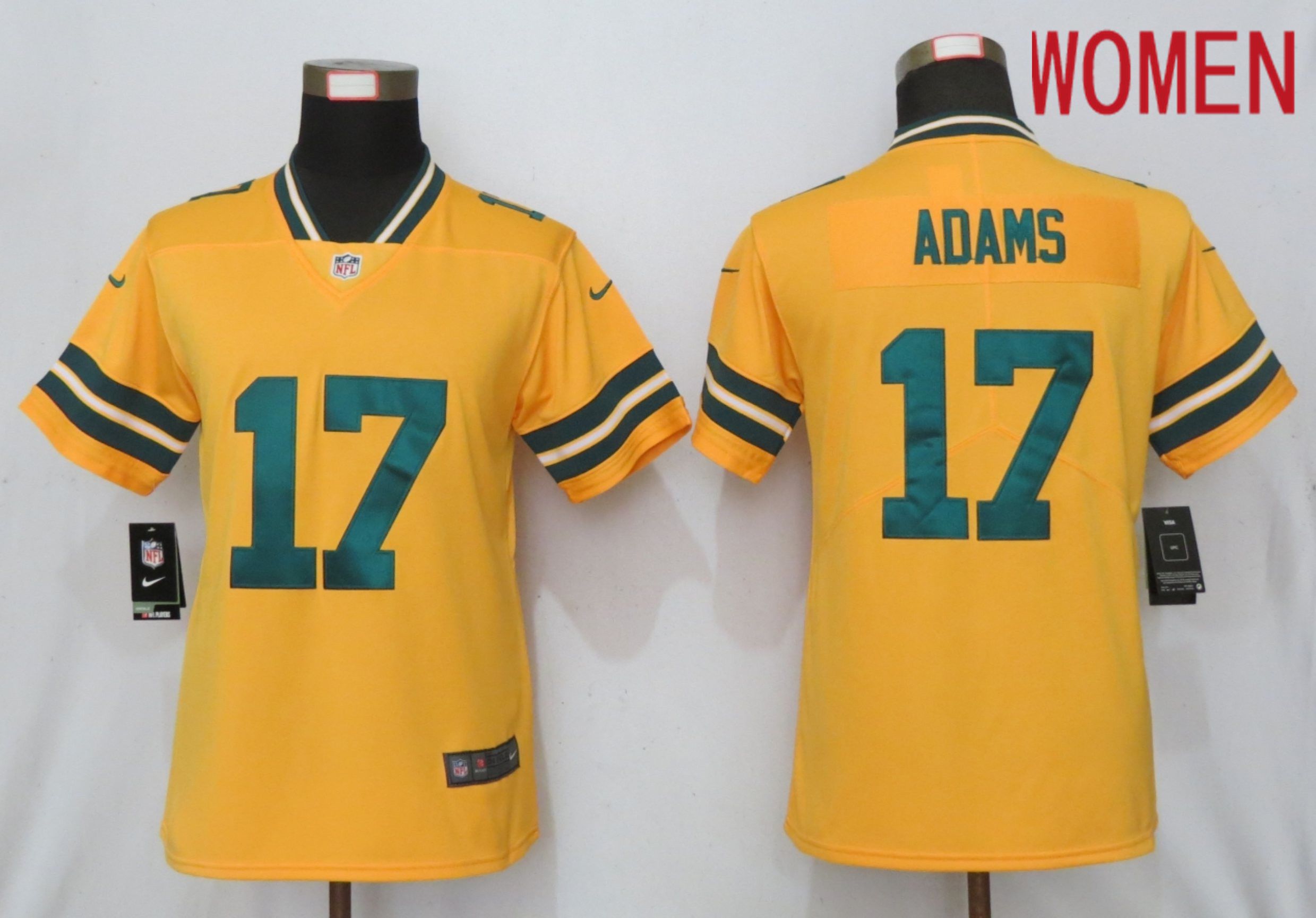 Women Green Bay Packers #17 Adams  2019 Vapor Untouchable Nike Gold Inverted Elite Playe NFL Jerseys